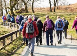 a group of older people on a hike